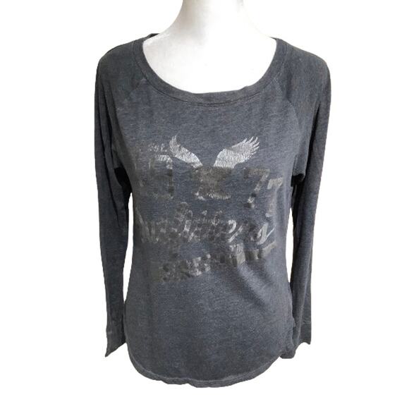 Vintage American Eagle Grey Long Sleeve Top Size S - Grunge, Retro, Casual - Picture 1 of 7